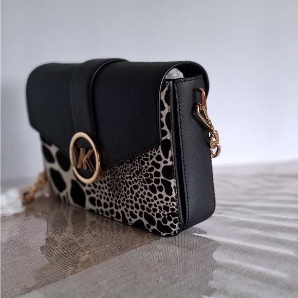 Michael Kors Black and White Animal Print Crossbody - Picture 3 of 5